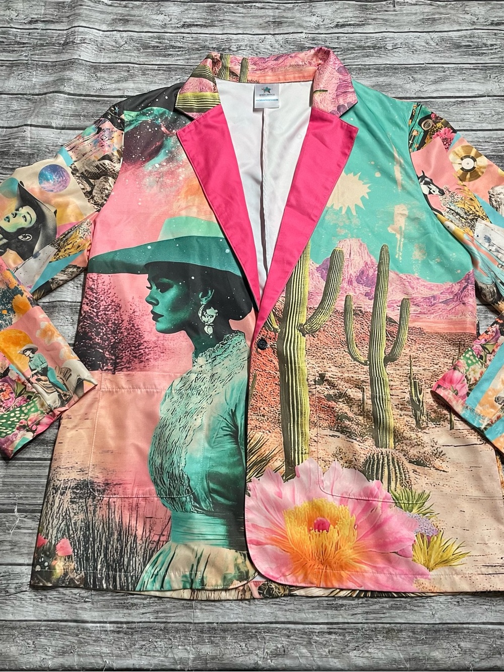 Ladies XL Baja Ranch Colorful print Retro Pop Western Pop Cowgirl Blazer NWOT